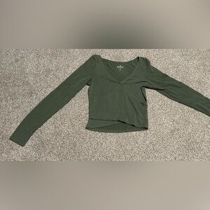 Hollister Green Ribbed Long Sleeve Top